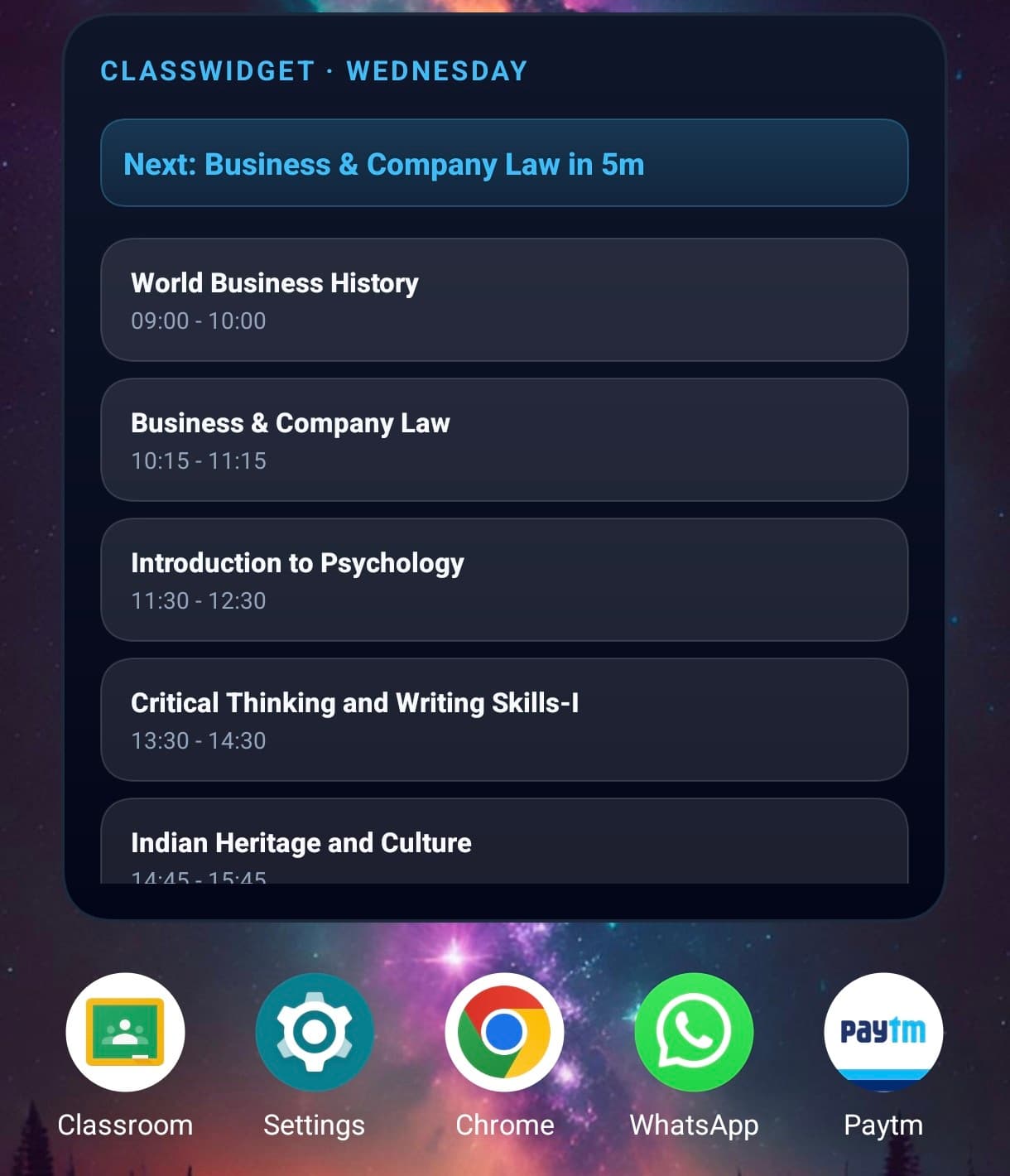 An Android schedule widget that irritation built.